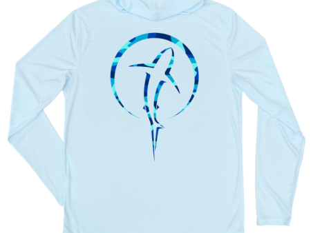 Shark Zen Performance Hoodie (Water Camo   Arctic Blue) Fashion