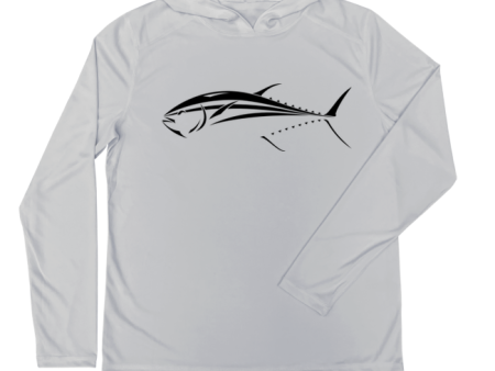 Bluefin Tuna Performance Hoodie (Front   Pearl Grey) Cheap