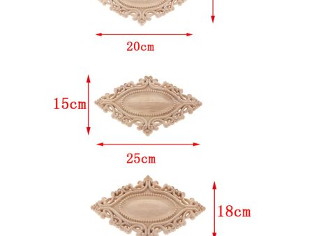 Wood Carved Applique Unpainted Decal Furniture Decor 25x15cm For Discount