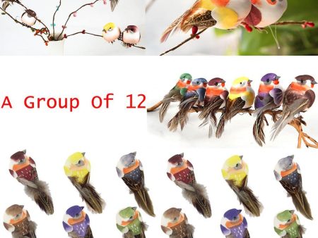 12Pcs Artificial Bird Perched Woodland Fake Feather Birds Garden Decor Claw Online