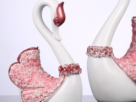 2pcs Swan Couple Statue Figurines Ornaments Wedding Tabletop Centerpiece Fashion