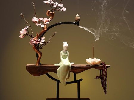 Zen Backflow Incense Burner Incense Stick Holder Censer Home Decor Cyan Lady For Cheap