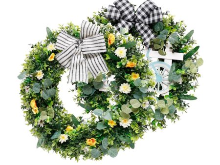 20  Artificial Green Leaves Wreath Farmhouse Greenery Front Door Decor White Online now