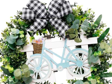 20  Artificial Green Leaves Wreath Farmhouse Greenery Front Door Decor Black Cheap