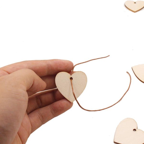 100pcs Unfinished Wooden Heart Slices Cutout Pendant Wedding Decor Cheap