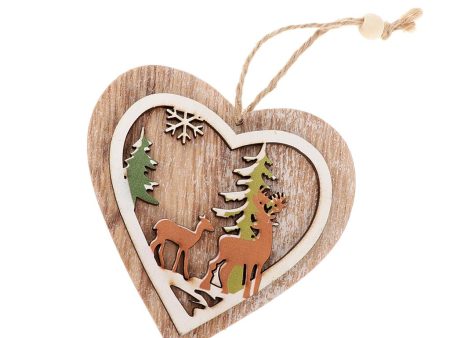 1 Piece Vintage Christmas Wooden Hanging Plaques Ornament Heart Shape Online