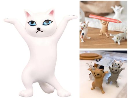 Dancing Cute Cats Figure Ornament Tabletop Sculpture Decoration White Cheap