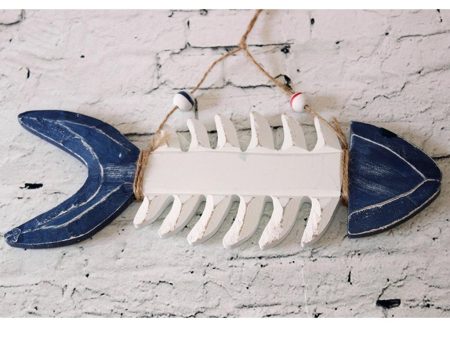 WELCOME Wooden Fish Skeleton Hanging Home Shop Beach Theme Cafe Decoration For Discount